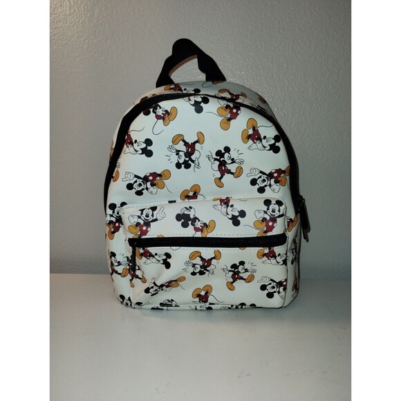 Bioworld Accessories - Bioworld Disney MINI Backpack Multi-Color MICKEY MOUSE Print White 11" x 9"